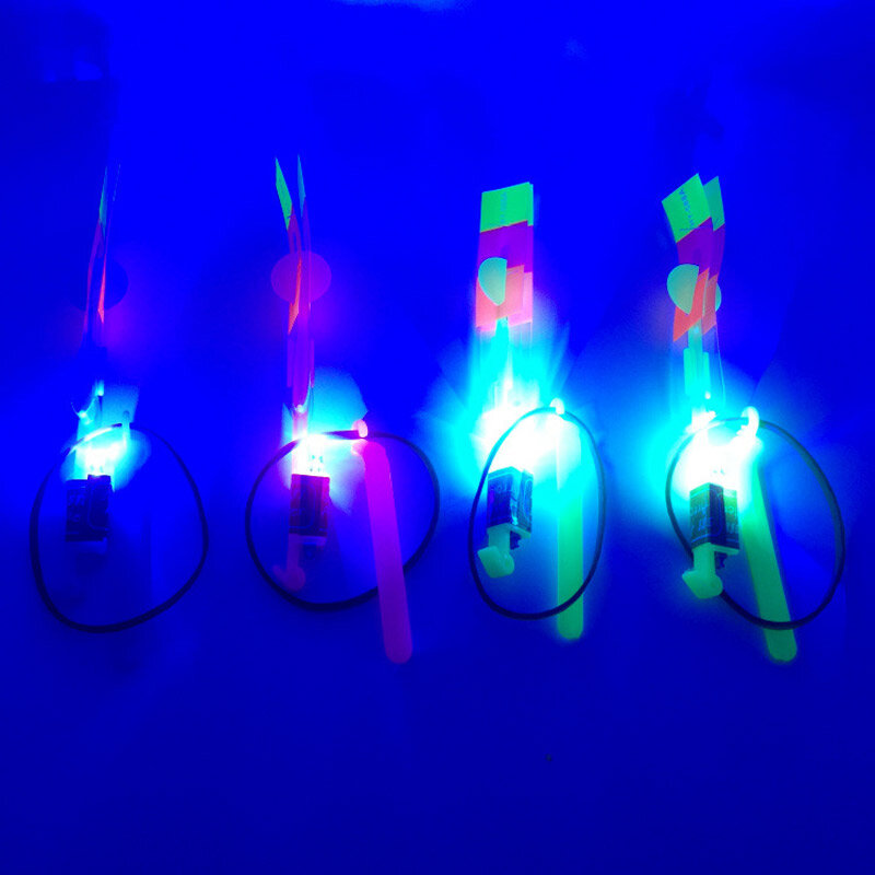 Bamboe Libel Met Licht Schieten Raket Vliegen Parachute Sky Ufo Outdoor Night Game Speelgoed Voor Kid Kinderen