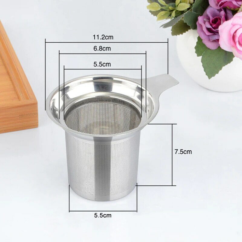 Filtro a rete appeso a fogli mobili colino da tè tazza da teiera filtro pratico in acciaio inossidabile accessori per il tè per tazza teiera