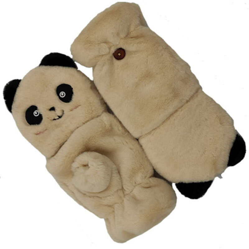 Vrouwelijke Accessoires Touch Screen Handschoenen Kasjmier Cartoon Panda Half Vinger Flip Handschoenen Rijden Warme Koude Handschoenen E21