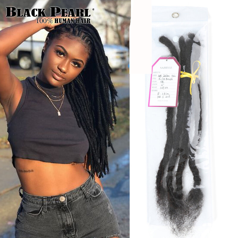Hitam Remy Afro Kinky keriting gimbal kepang renda 100% rambut manusia Jumbo model rambut Dread buatan tangan gimbal rambut kepang