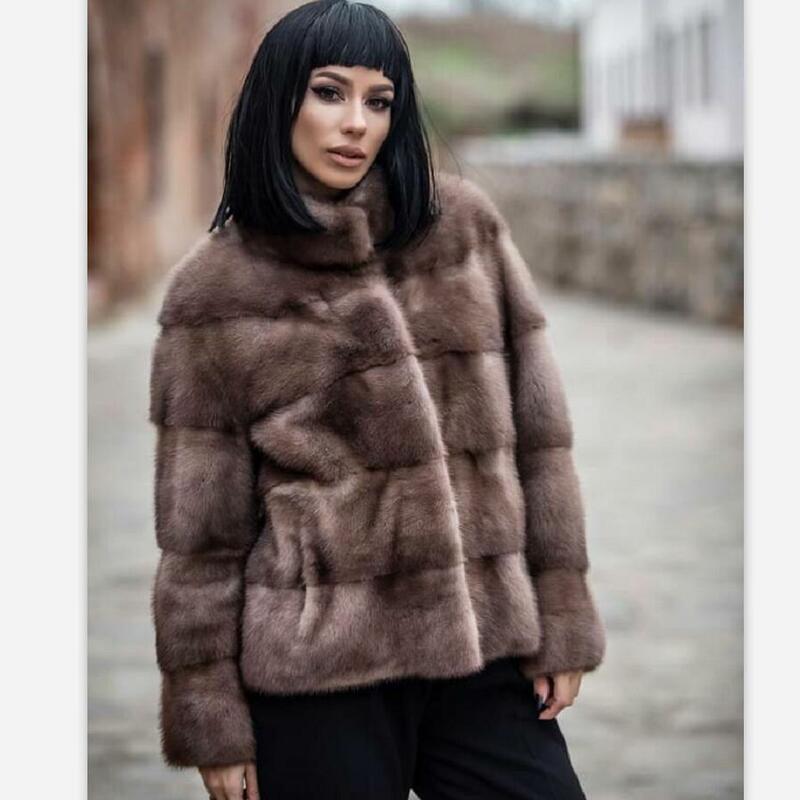 Abrigo de piel de visón genuino para mujer, 100% natural, lujo, piel de visón real, chaquetas de mujer, de gran tamaño, invierno, nueva llegada, 2021