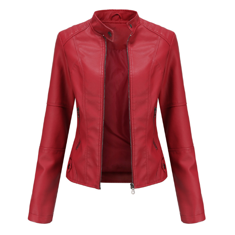 Женская куртка из искусственной кожи, красная, черная, готическое пальто, весна, осень