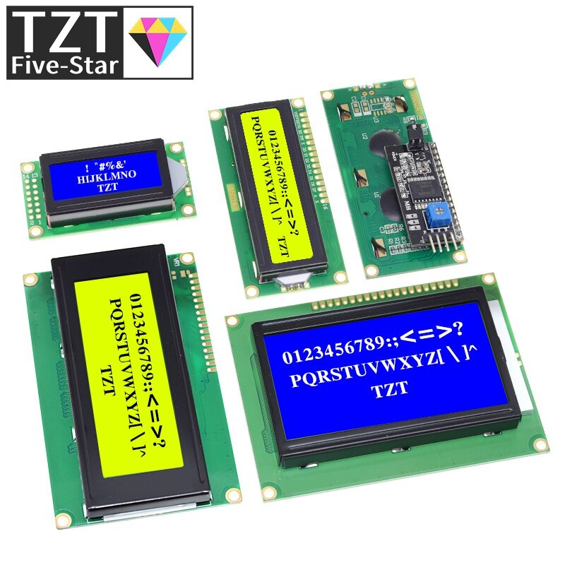 Módulo LCD para Arduino, pantalla verde y azul, interfaz PCF8574T IIC I2C, 0802, 1602, 2004, 12864, caracteres UNO R3 Mega2560