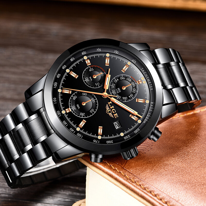 Relojes Hombre 2019 LIGE biznes zegarek kwarcowy mężczyźni ze stali nierdzewnej wodoodporny automatyczny zegar data moda wojskowe męskie zegarki