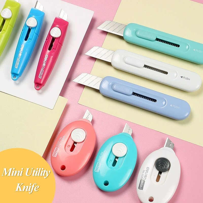 DELI Kawaii Mini Utility Knife Portable Demolition Express Knife Unboxing Knife Cutting Paper Letter Opener Office School Tools