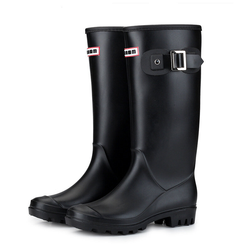 New Pop Women High Warm Lined Rain Boots Winter Anti-slip Waterproof Insulated Buckles Pull-on Shoes Rain Boots Womenfy45