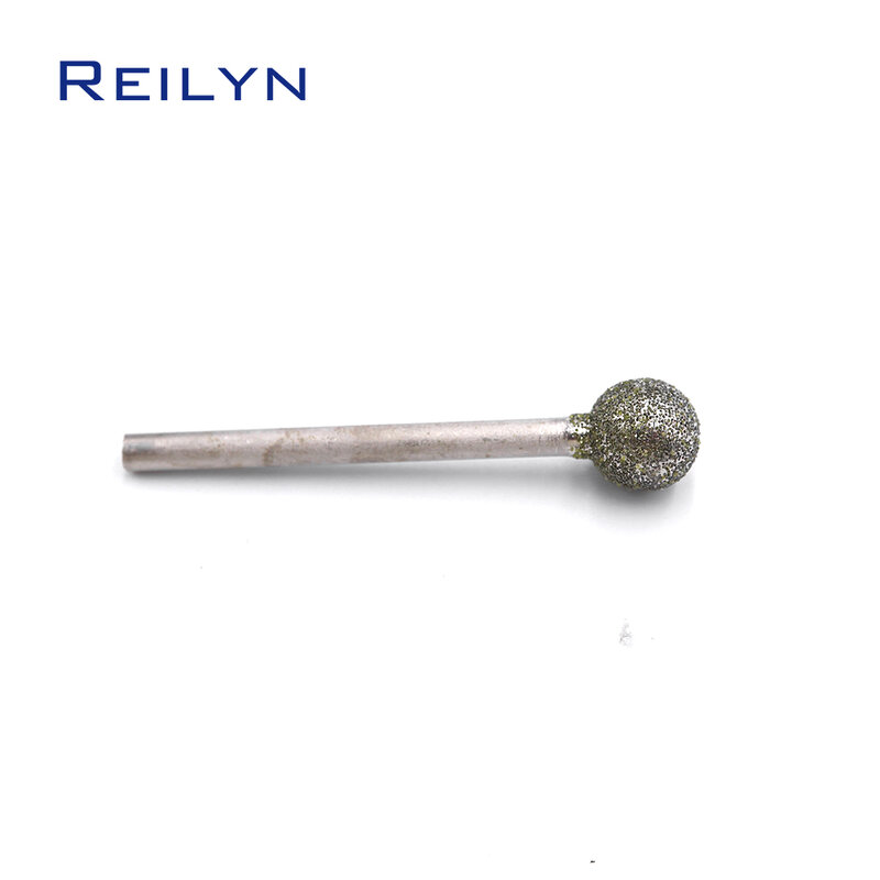 Brocas abrasivas de diamante con forma de bola de grado medio, vástago de 2,35mm, aguja de pelado, brocas tipo F, amoladora/dremel/herramientas rotativas para dremel