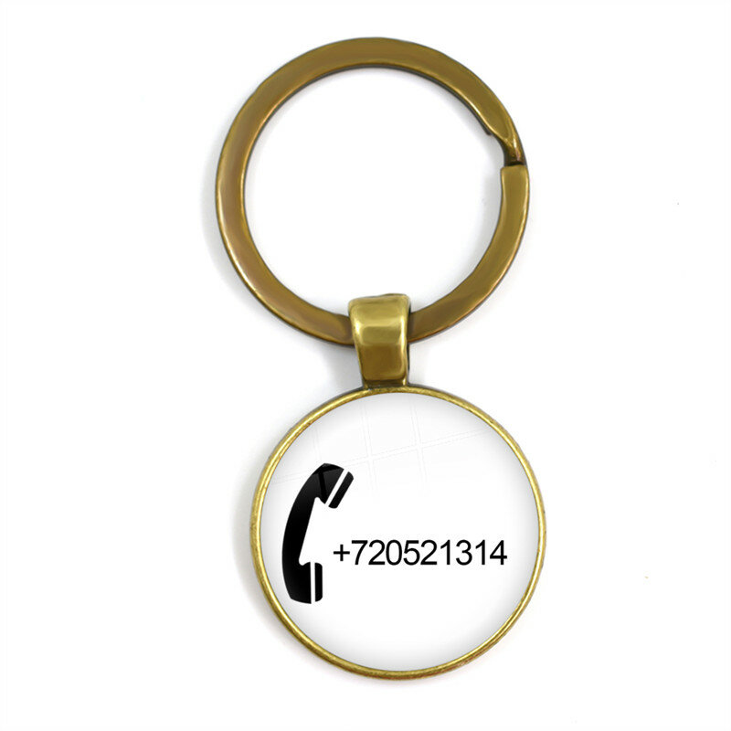 Gantungan Kunci Kustom Hadiah Personal Disesuaikan Nomor Telepon Antihilang Gantungan Kunci Gantungan Kunci Cincin Grosir