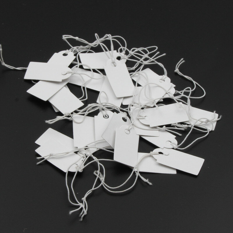 Wholesale 100pcs/lot Trend Rectangular Paper Price Tag White Blank String Jewelry Price Display Cards Promotion Label For Sales