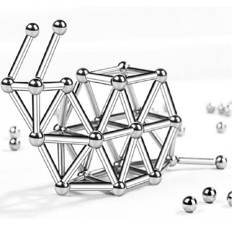 3D DIY Magnetic Building Blocks Magnetic Designer Magnet Sticks & Metal Balls Brain Training Toys For Children