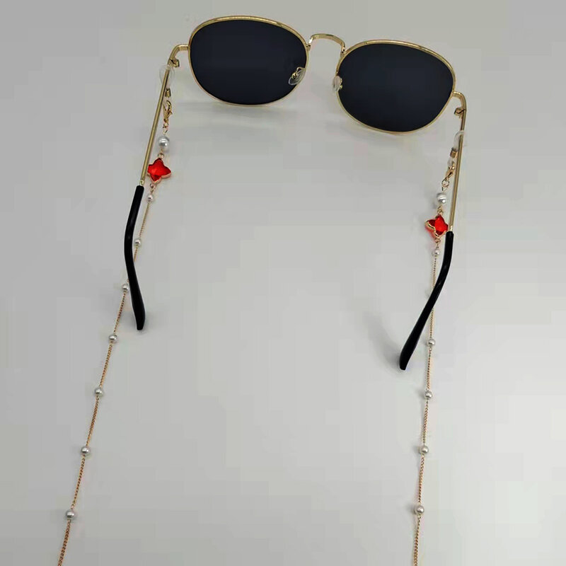 Corrente de óculos de plástico para mulheres, cor do coração, cristal charme, óculos, óculos de leitura titular, máscara pendurada corda