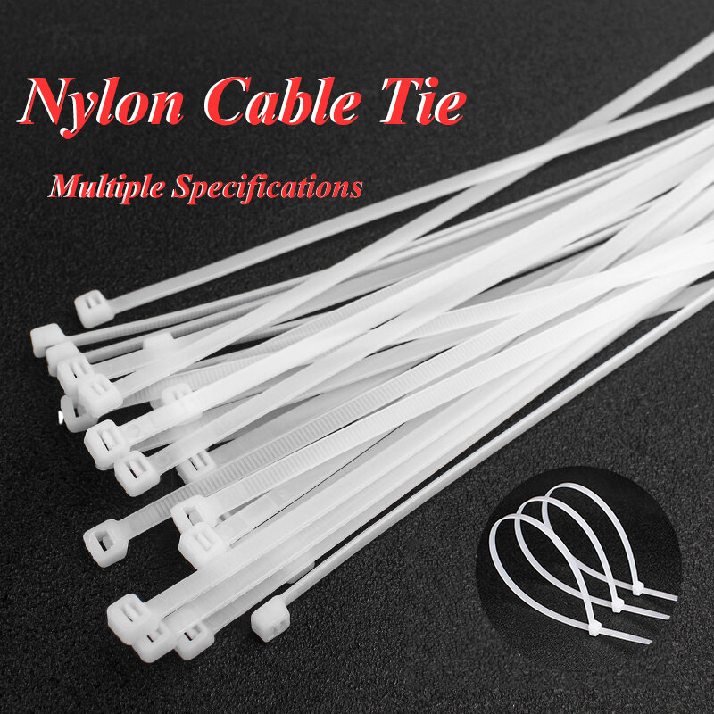 100 Uds de bridas para cables reutilizables/5/8series de nailon liberable de auto-bloqueo cremallera de plástico secreto correa de Nylon Cable blanco