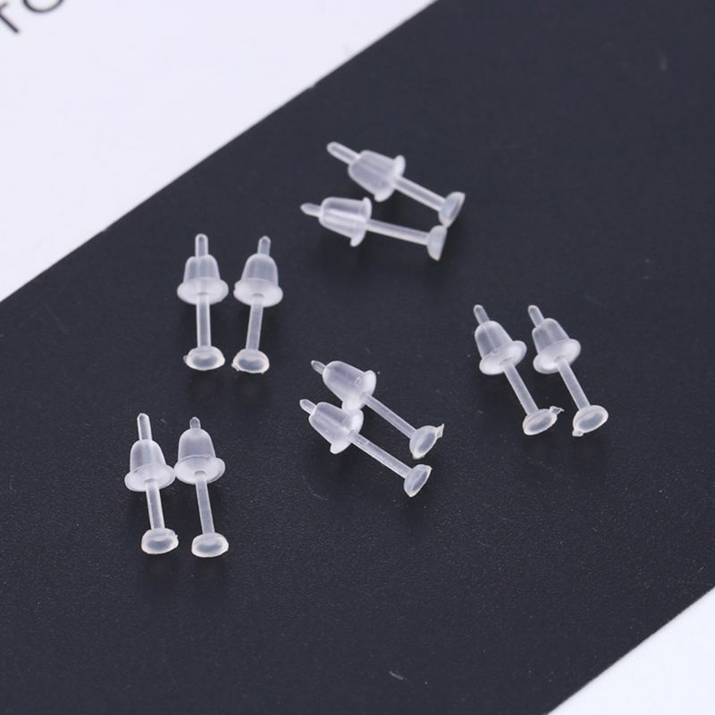 100 Set Hypoallergenic Simple Plastic Earrings Clear Ear Pins Needle and Resin Earring Backs DIY Ear Accessories Jewelry Making