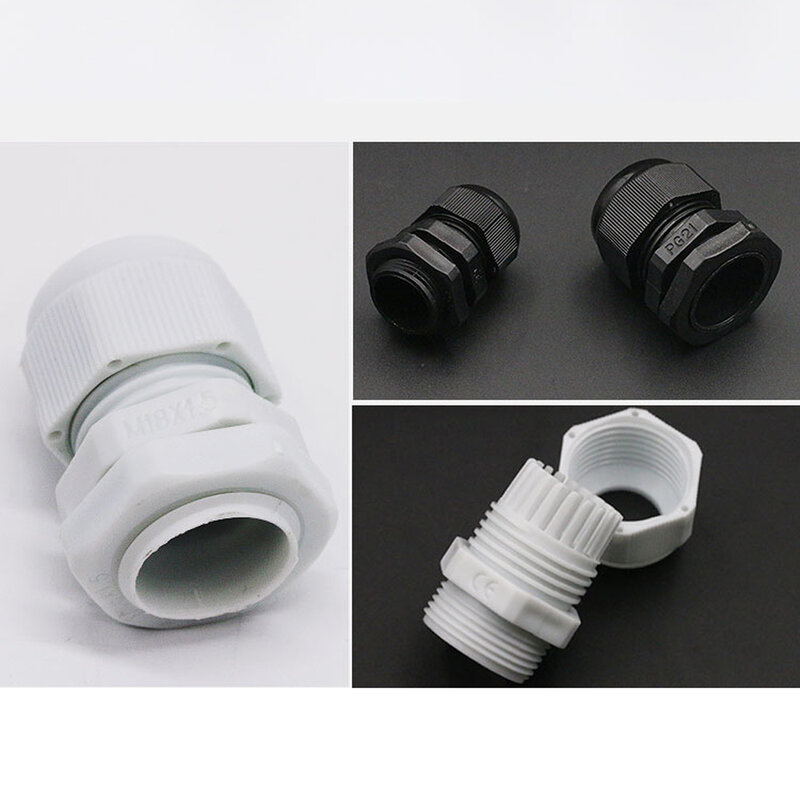 Conector de plástico de nailon M12, 16, 18, 20, 22, 24, 25-40, entrada de Cable métrica impermeable IP68, blanco y negro