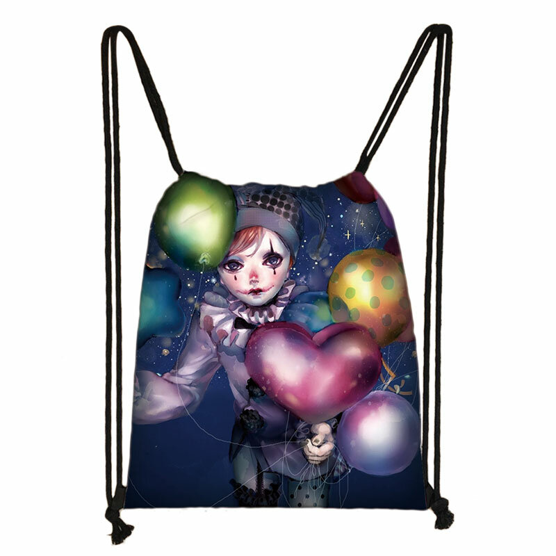 Funny Clown plecak kobiety torby ze sznurkiem damskie torby do przechowywania plecak podróżny Party torba na książki prezent