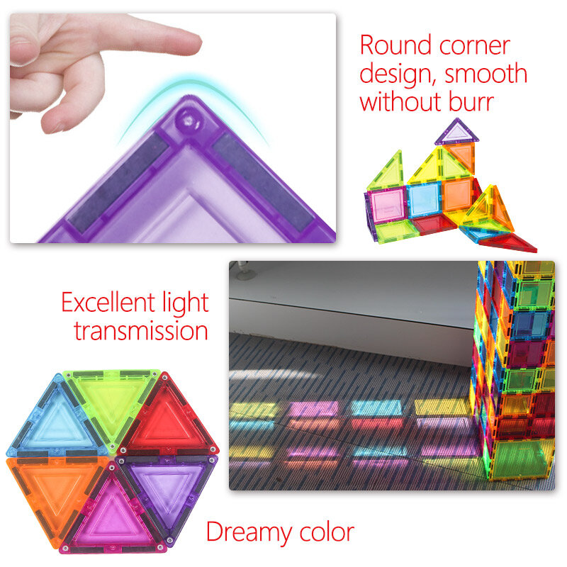 18-56PCS Big Size Transparent Magnetic Designer Construction & Building Toy Solid 3D Magnets Magnetic Blocks Toys For Children