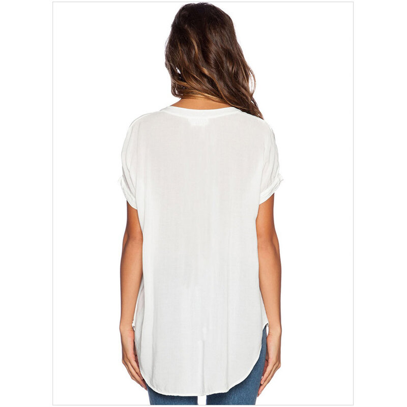 2021 женские рубашки, для лета, осени, Повседневная шифоновая блуза рубашка с v-образным декольте, Женские топы и блузки с длинным рукавом черный, Белый Цвет Женская рубашка блузка