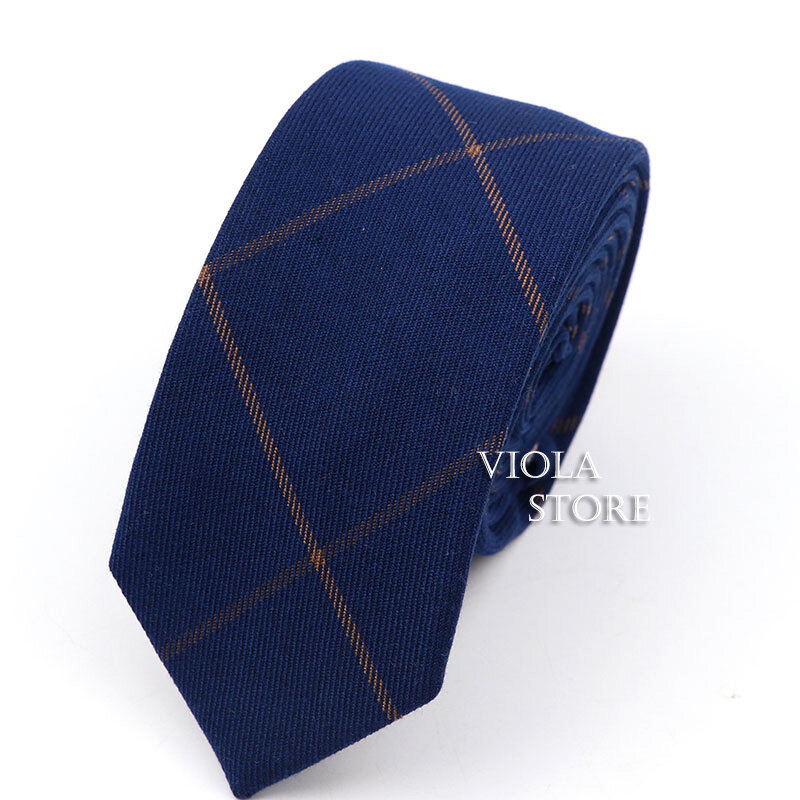 Classic Brown Navy Red Striped Solid Wool Necktie 6cm Slim Fashion Skinny Tie Men Tuxedo Suit Party Casual Accessory Cravat Gift