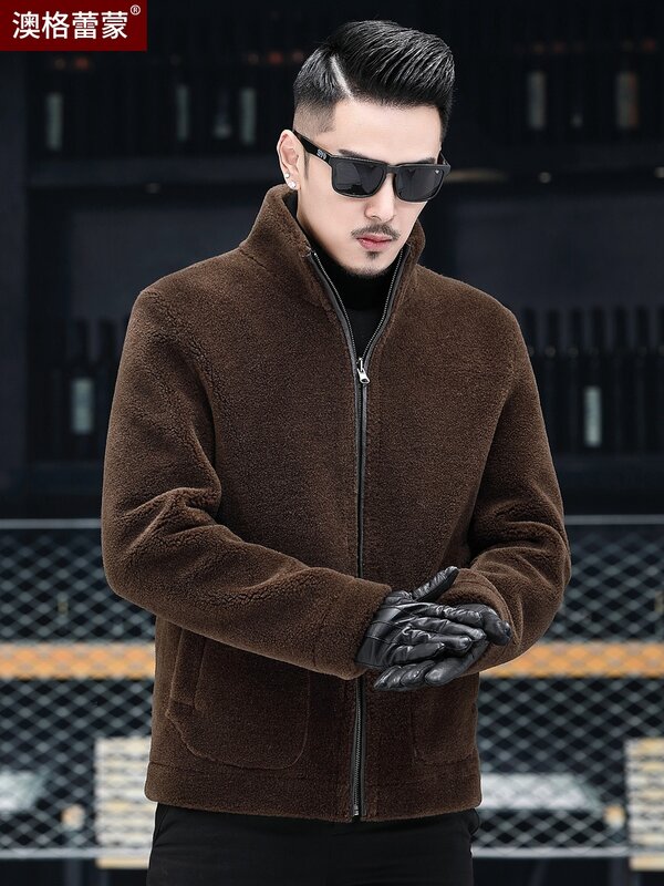 Veste en cuir véritable pour homme, manteau à la mode, en fourrure véritable, manches longues, style décontracté, Business, 2021, U09