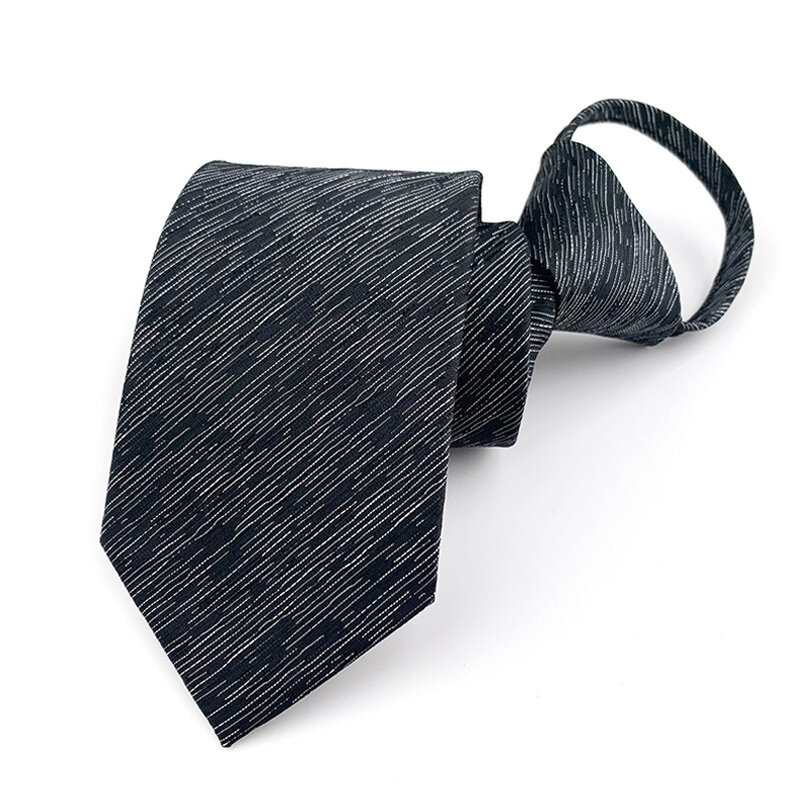 Corbata con cremallera para hombre, corbatas clásicas de Jacquard Azul de 7cm, vestido de fiesta de boda a rayas simples, accesorios para hombre