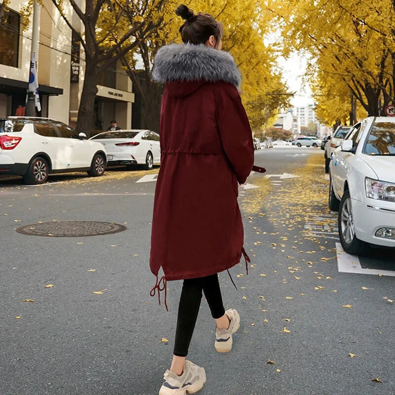 여성 코튼 패딩 재킷, 중간 길이 윈드브레이커, 홍콩 스타일, 한국 스타일 루즈핏 파이 오버커밍 코트, 2021 겨울 신상