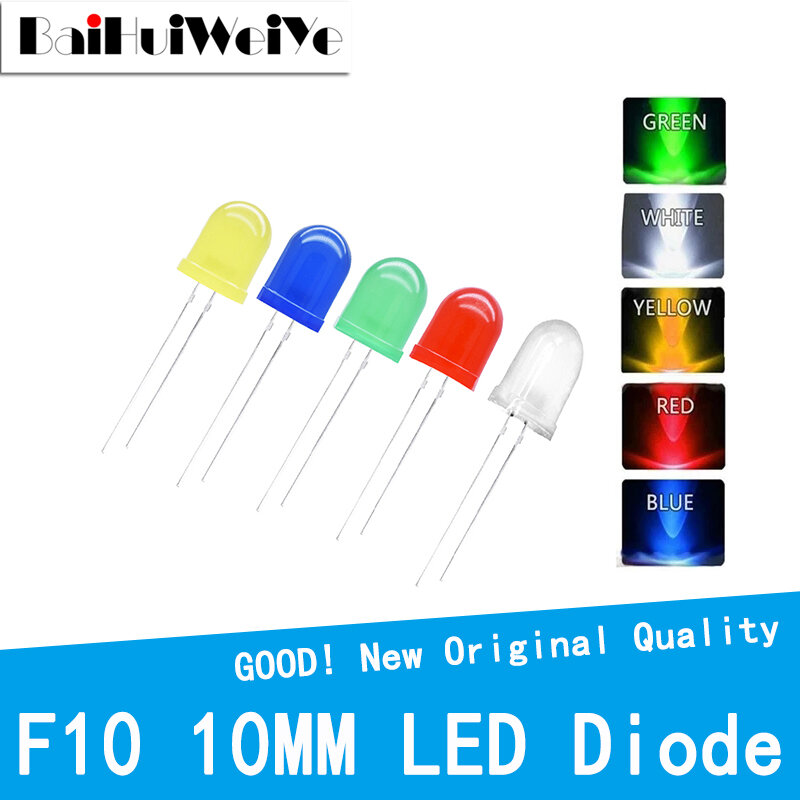 Diodo emissor de luz LED super brilhante, plug-in bulbo, 5 cores, DIP, verde, vermelho, amarelo, azul, branco, luz, qualidade, sortidas, 10pcs, 10pcs