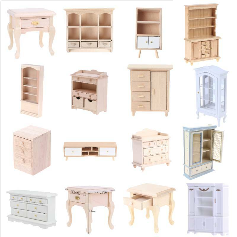 Mini armário para brincadeiras, crianças, modelo 1/12, de madeira, para quarto, casa de bonecas, cozinha, sala de jantar, movel para casa de boneca