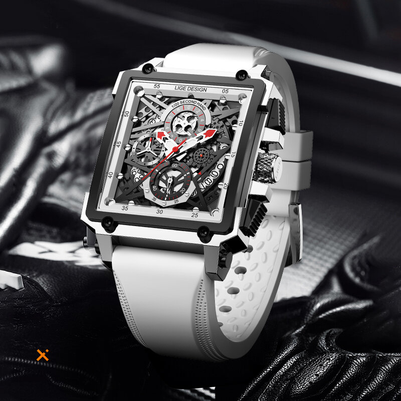 2023 lige Herren Sport Chronograph Armbanduhr für Männer Armee Silikon armband quadratische Quarz Stop Uhr Uhr Mann Relogios Masculino