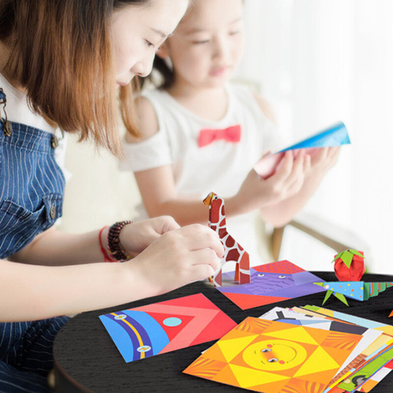 54 pz/set giocattoli artigianali per bambini cartone animato animale Origami carta taglio libro bambini carta tagliata Puzzle apprendimento precoce giocattoli educativi regali