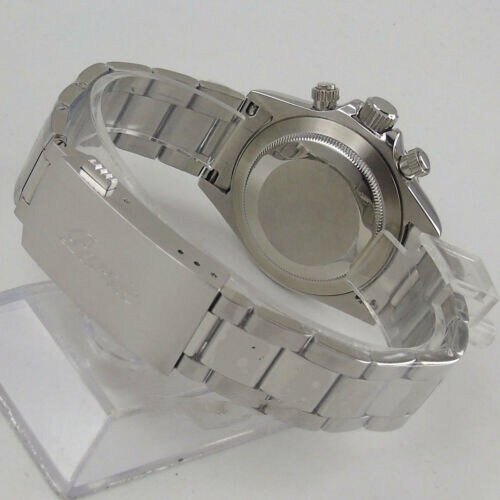 Nova chegada parnis 39mm completa cronógrafo quartzo relógio masculino vidro de safira 24 horas padrão superfície dial ostra pulseira