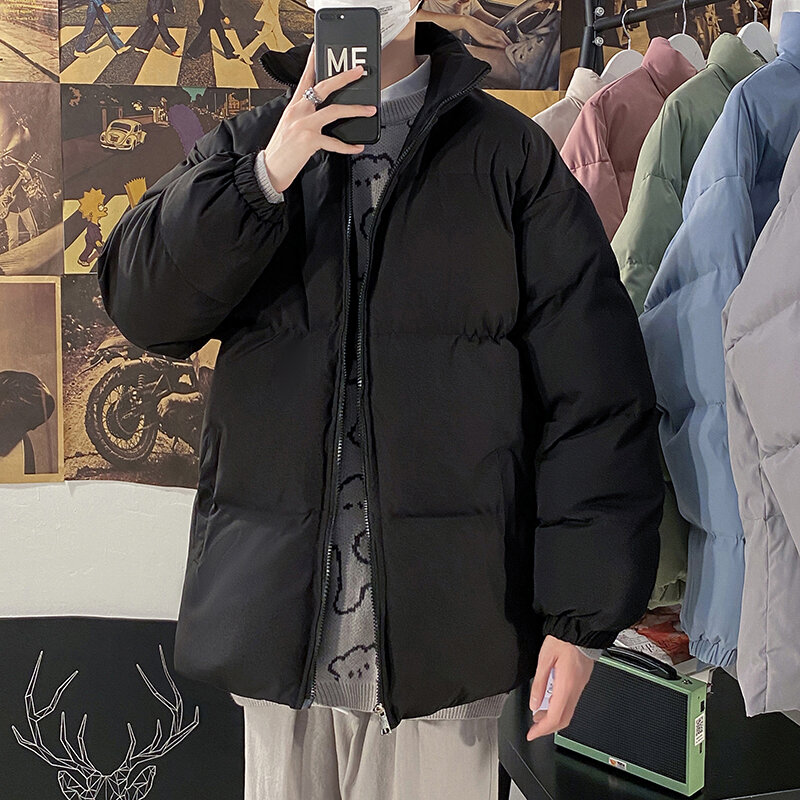 2022 mężczyzna Harajuku kolorowe Bubble ciepły płaszcz kurtka zimowa mężczyźni Streetwear Hip-Hop Parka koreańska, czarna zagęścić kobieta kurtki M-5XL