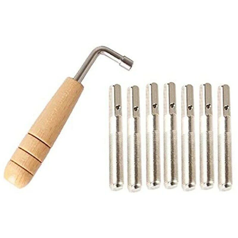 7Pcs Tuning Pins mit L-Form Tuning Wrench für Leier Harfe Saiten und Andere Primitive Saiten Instrumente