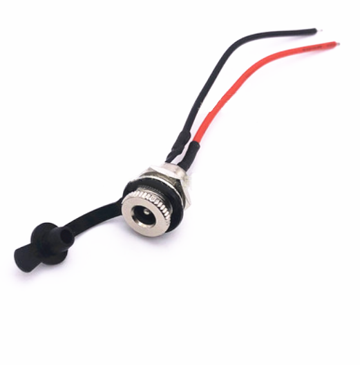 DC-099 DC099 with wire 5.5*2.5 Metal socket DC power jack high current with waterproof cap 0.2m
