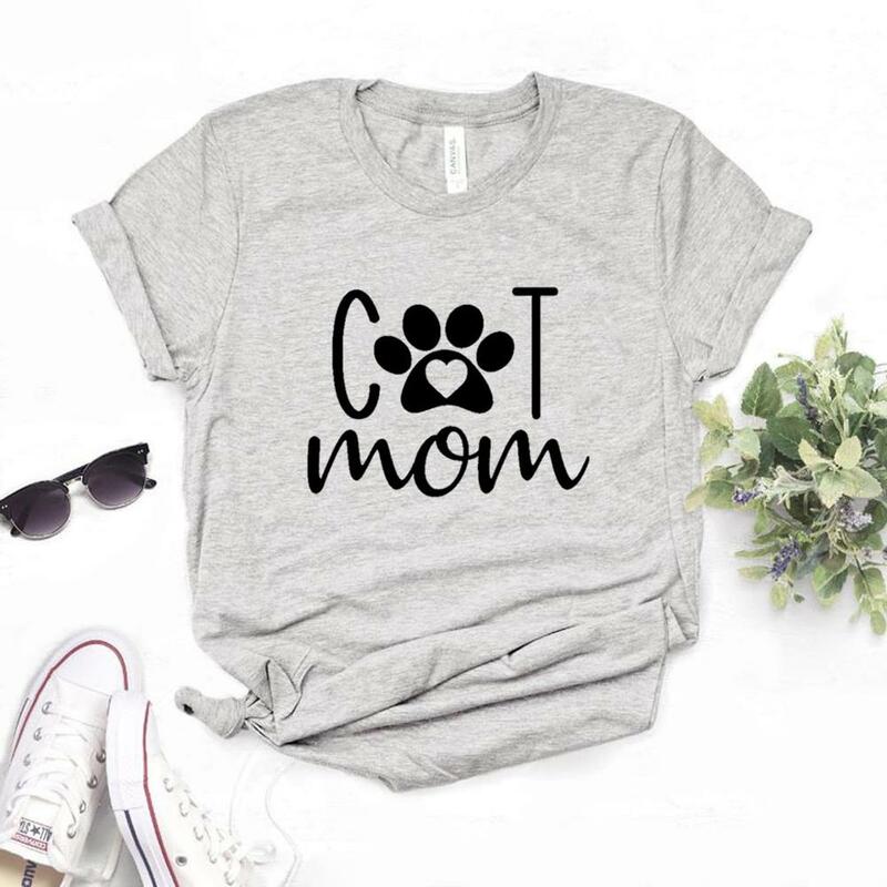 Cat Mom Paw Print Women Tshirts Cotton Casual Funny t Shirt For Lady  Yong Girl Top Tee 6 Color NA-993