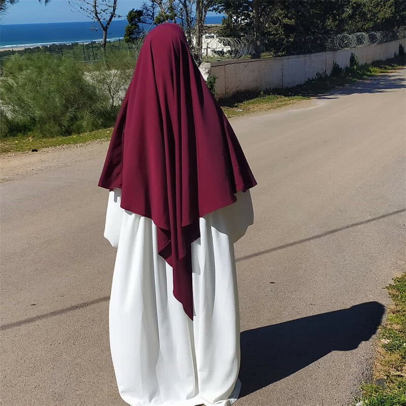 Abayas Abaya dengan tudung Lebaran jilbab Overhead wanita Muslim syal gaun Khiamr panjang Islami Arab Ramadan Turki Burqa Headcover Nikab