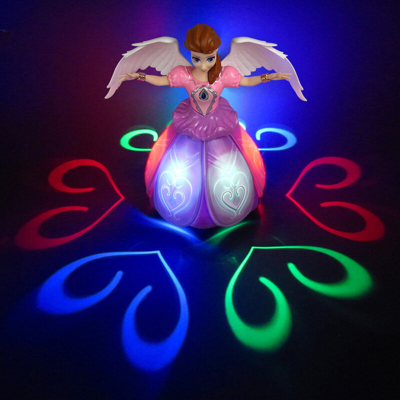 Controle remoto infravermelho princesa elsa anna brinquedo com asas figura de ação rotação dança projeção música luz boneca para presente menina