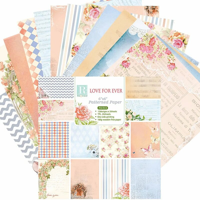 2019 New 12 Sheets Art Flower Pattern Background Paper Crafts For Card Making DIY Scrapbooking Paper Decorations