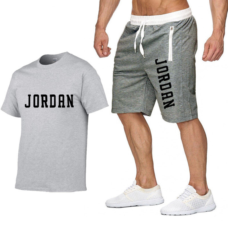 2020 novo bolso zip conjunto 2 peças conjuntos de roupas masculinas masculino conjunto de roupas esportivas de fitness verão imprimir shorts + t camisa masculina terno
