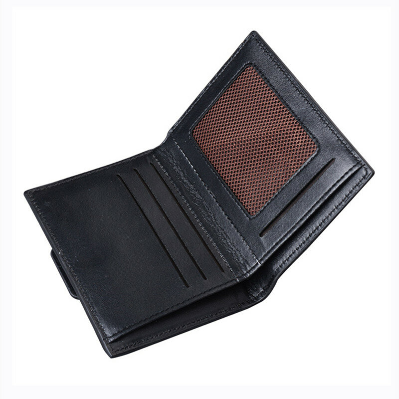 2024 New Wallet Youth Short Vertical PU Male Wallet Stitching Canvas Pattern Wallet Male Card Wallet Bag