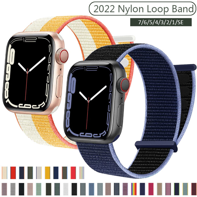 Bracelet en Nylon Souple et Respirant, pour Apple Watch Série 9/8/7/SE/6/5/4 Ultra 40MM 44MM 49MM iWatch Série 6 5 4 3 38MM 42MM