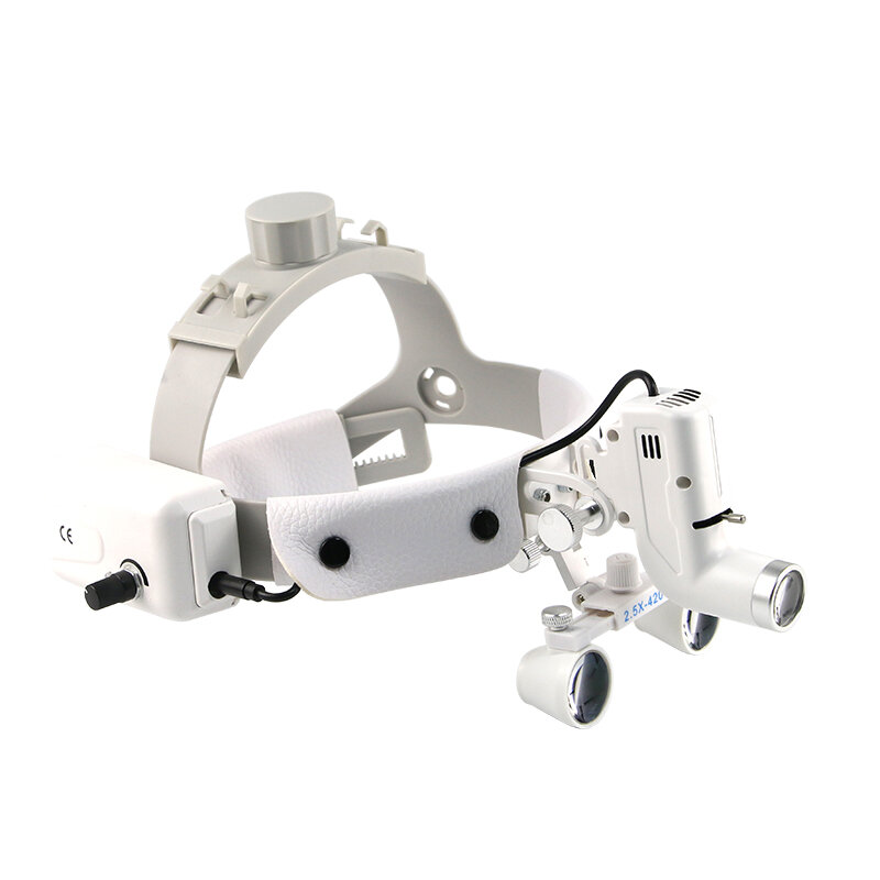Lupa dental binocular com farol LED, Lupa cirúrgica, Bateria do farol, Ferramentas para dentista, Odontologia, 5W, 2.5X