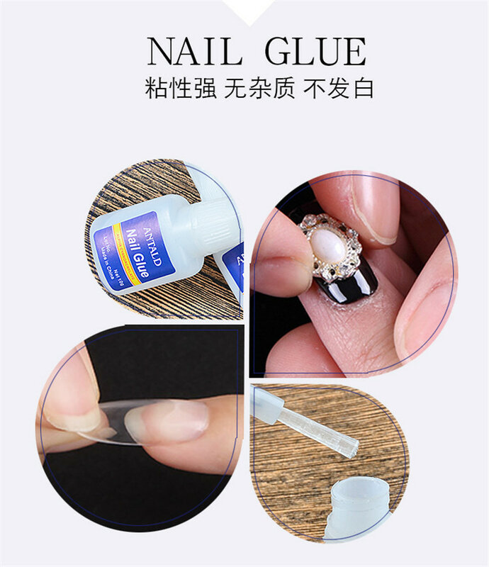 Hot 5 stks / set 10g Valse nagel tips Lijm Nail Art Decoratie met Borstel Valse nagel lijm voor nail stickers en decals Manicure gereedschap