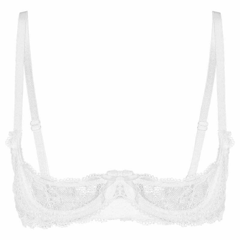inhzoy Women See Through Lace Lingerie 1/4 Cups Push Up Underwire Bra Tops Hot Sexy Attractive Romantic Wedding Night Exotic New