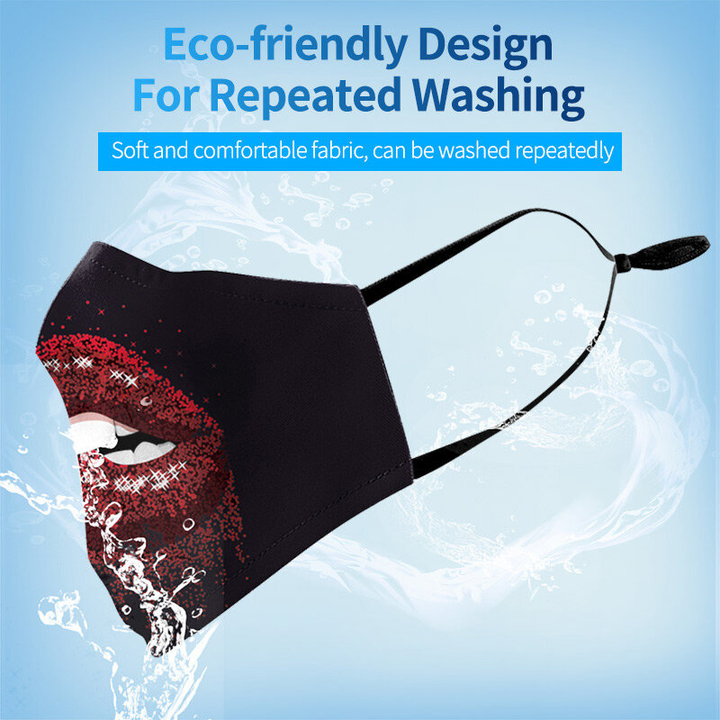 Moda reutilizável máscara facial pm2.5 filtro impresso máscara boca anti poeira à prova de vento boca-muffle bactérias à prova de nevoeiro máscara protetora