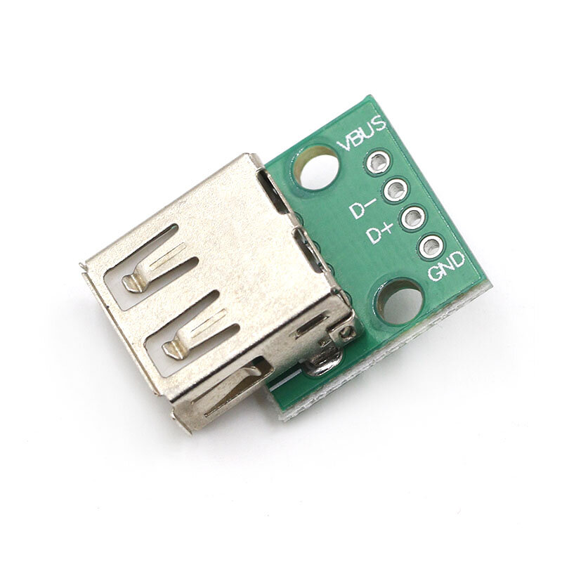 Conector de placa PCB tipo A hembra, 5 piezas, USB A DIP, 2,54mm