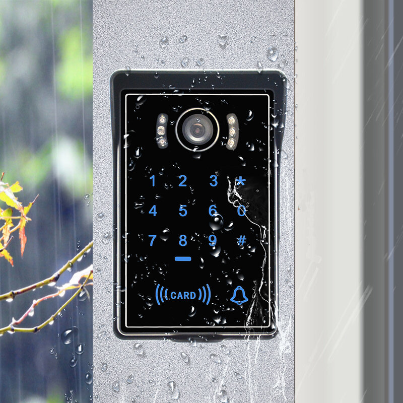 Top 9-calowy przewodowy wideodomofon domowy do mieszkania dzwonek do drzwi IR Night Vision kamera IP65 hasło dostęp do karty FRID