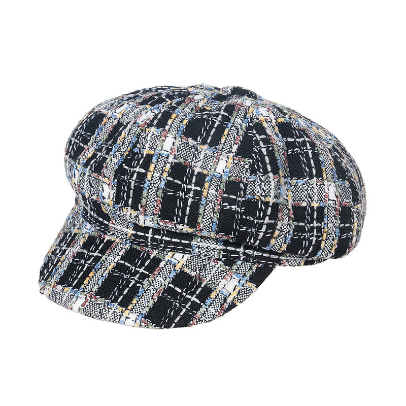 2021 octagonal hat new European and American small fragrance duck tongue casual beret lattice octagonal hat trend female