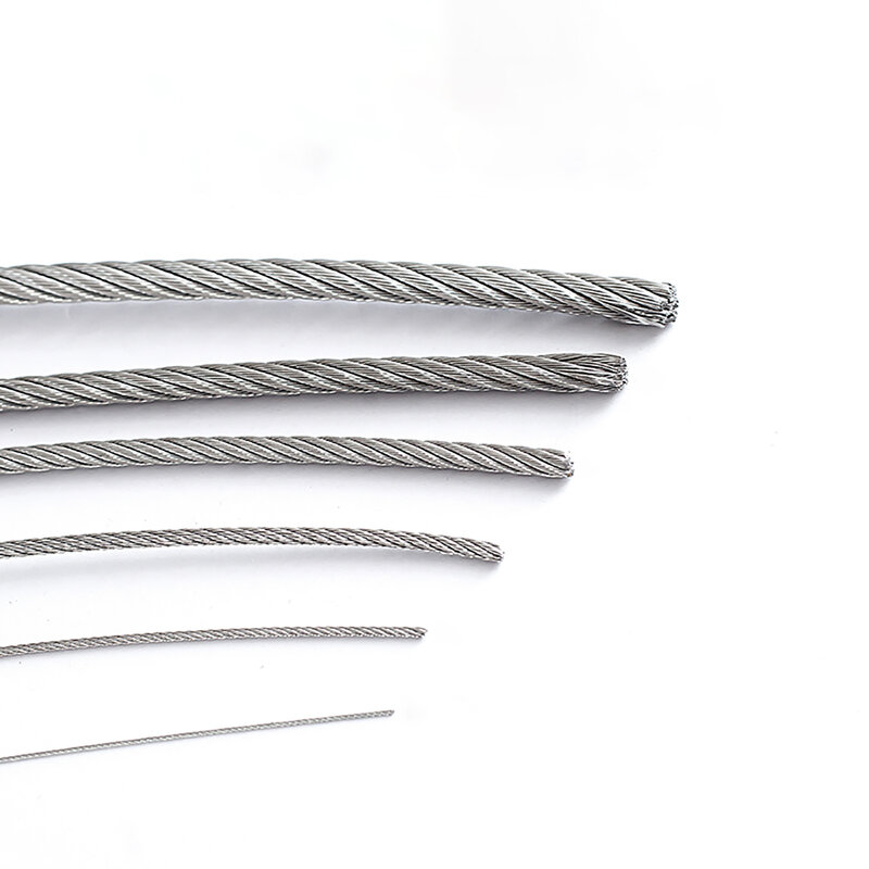 Cuerda de alambre de acero 1,2, tendedero de 1 a 5 metros, 1mm, 1,5mm, 2,5mm, 2mm, 304mm, 3mm, 4mm, 5mm, resistente al óxido, acero inoxidable 304, 7x19