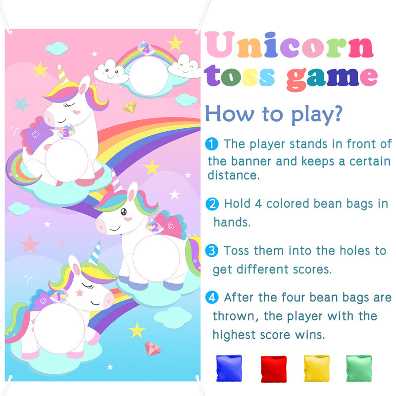 Kit de banner com tema de arco-íris para decoração de festa, brinquedos de áreas internas e externas, itens de unicórnio para crianças