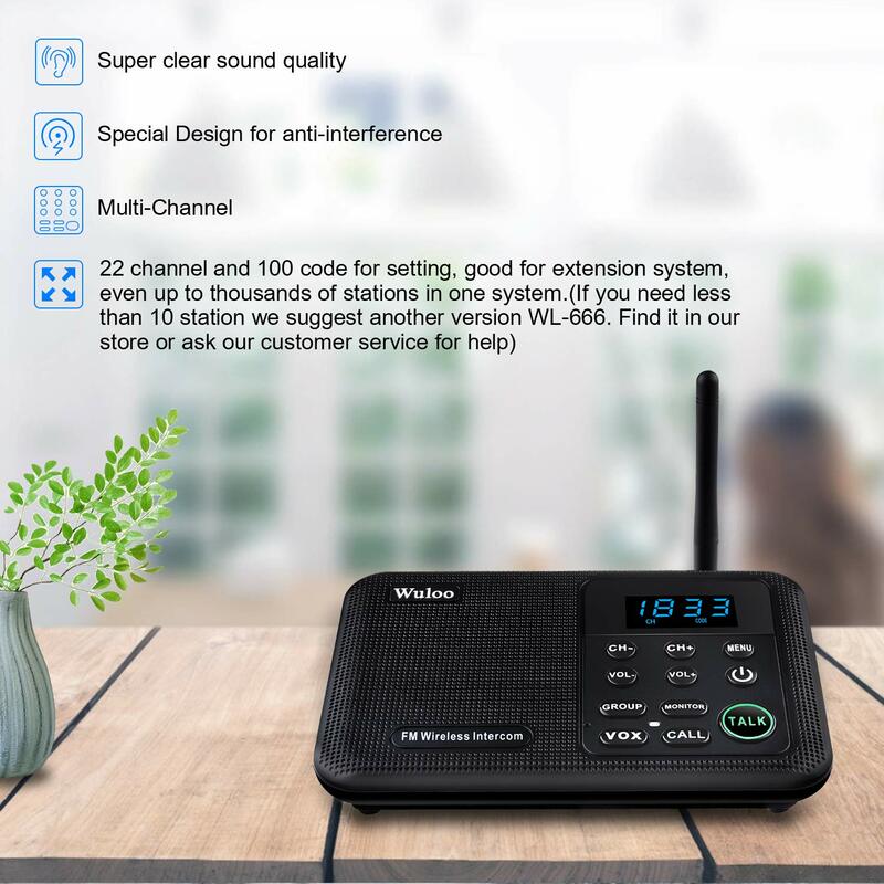 Wuloo 22-Kanal FM Wireless-Gegensprechanlagen Home House Business Offices 1 Meile Reichweite Raum-zu-Raum-Anruf-und Sprech system